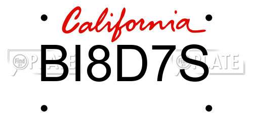 BI8D7S California License Plate