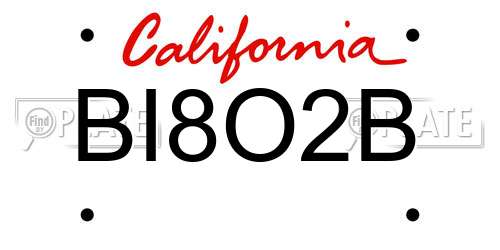 BI8O2B California License Plate
