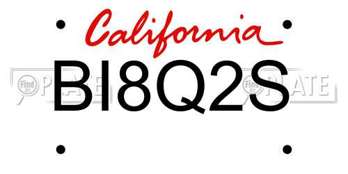 BI8Q2S California License Plate
