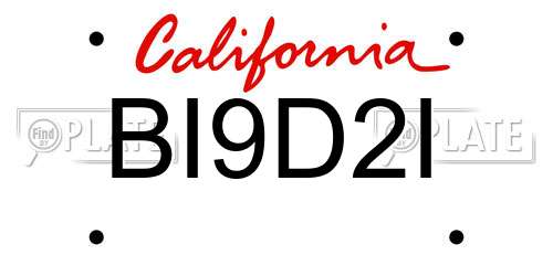 BI9D2I California License Plate