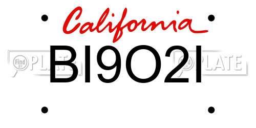 BI9O2I California License Plate