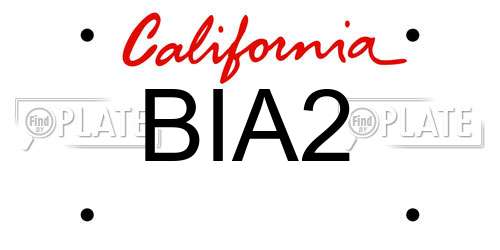 BIA2 California License Plate