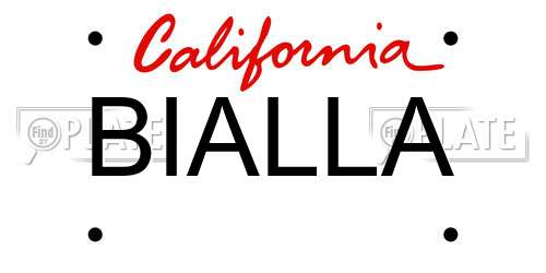 BIALLA California License Plate