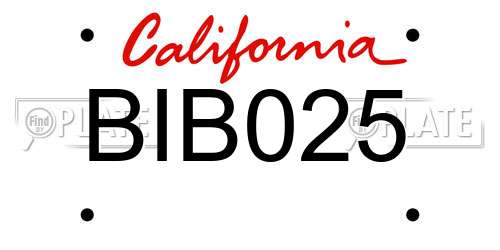 BIB025 California License Plate