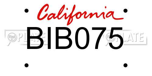 BIB075 California License Plate