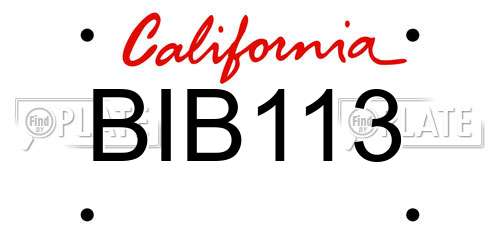BIB113 California License Plate