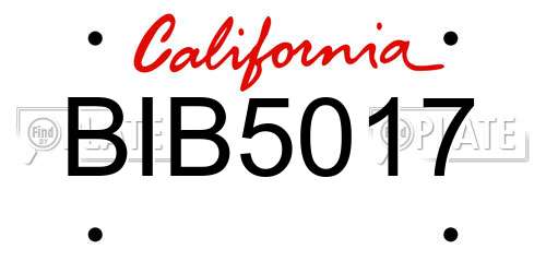 BIB5017 California License Plate