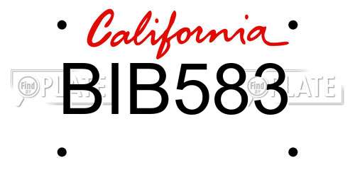 BIB583 California License Plate
