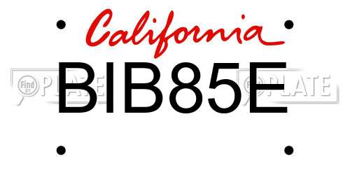 BIB85E California License Plate
