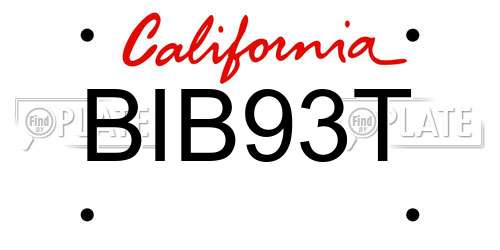 BIB93T California License Plate
