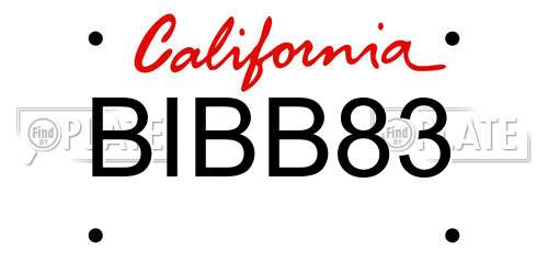 BIBB83 California License Plate