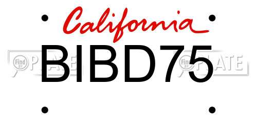 BIBD75 California License Plate