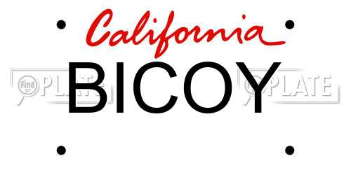 BICOY California License Plate
