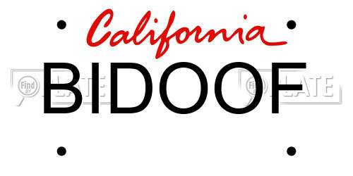 BIDOOF California License Plate