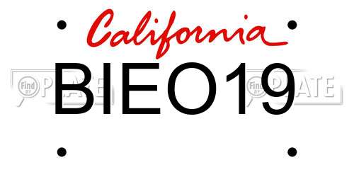 BIEO19 California License Plate