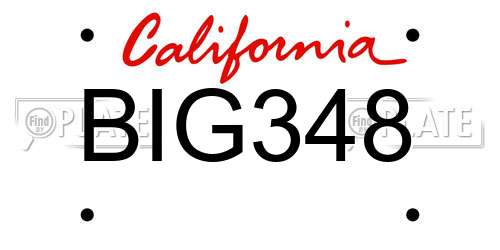 BIG348 California License Plate
