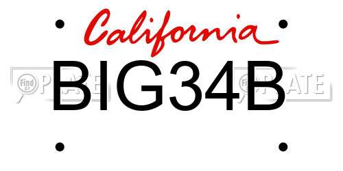 BIG34B California License Plate