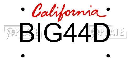BIG44D California License Plate