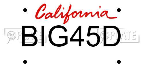 BIG45D California License Plate