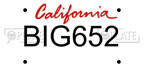 BIG652 California License Plate