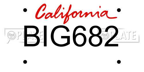 BIG682 California License Plate