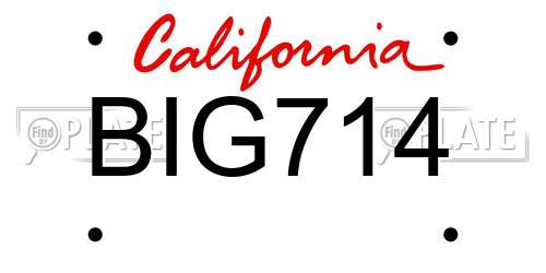 BIG714 California License Plate