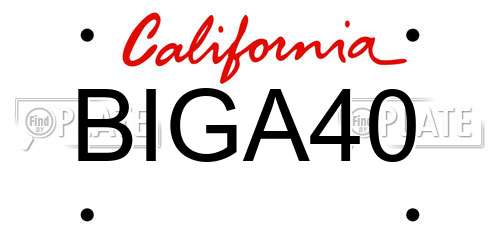 BIGA40 California License Plate