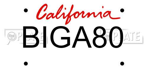 BIGA80 California License Plate