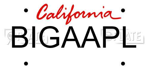BIGAAPL California License Plate