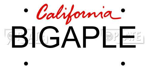 BIGAPLE California License Plate