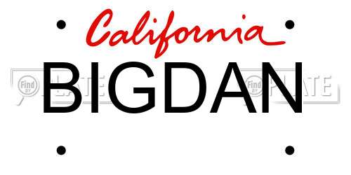 BIGDAN California License Plate