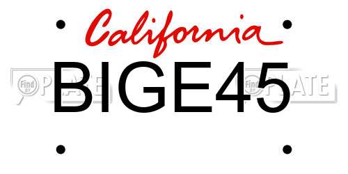 BIGE45 California License Plate