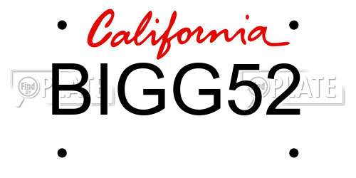 BIGG52 California License Plate