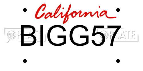 BIGG57 California License Plate