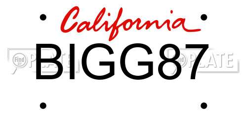 BIGG87 California License Plate