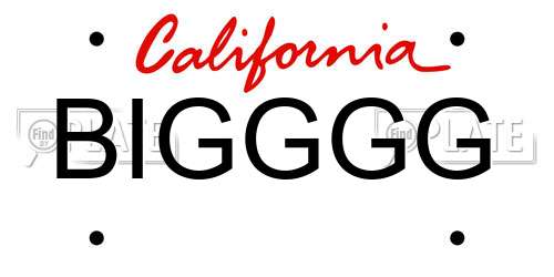 BIGGGG California License Plate