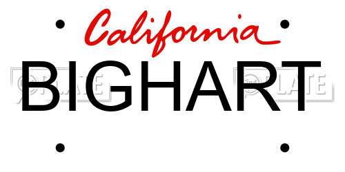 BIGHART California License Plate