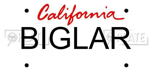 BIGLAR California License Plate