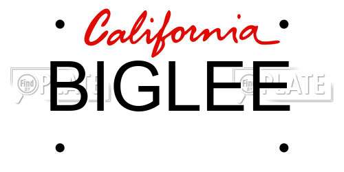 BIGLEE California License Plate