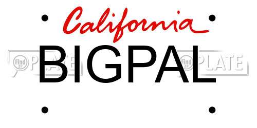 BIGPAL California License Plate