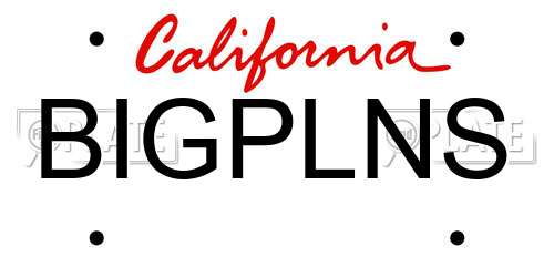 BIGPLNS California License Plate