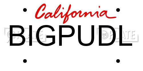 BIGPUDL California License Plate