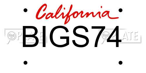 BIGS74 California License Plate
