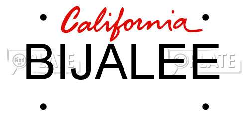 BIJALEE California License Plate