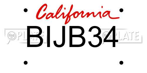 BIJB34 California License Plate