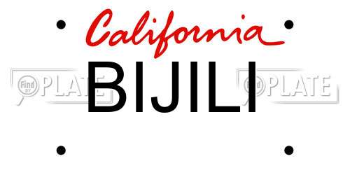 BIJILI California License Plate