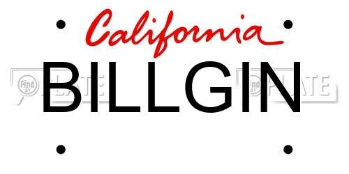 BILLGIN California License Plate