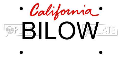 BILOW California License Plate