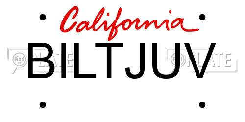 BILTJUV California License Plate