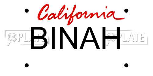 BINAH California License Plate